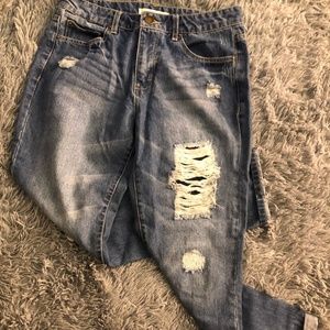 distressed boyfriend jeans